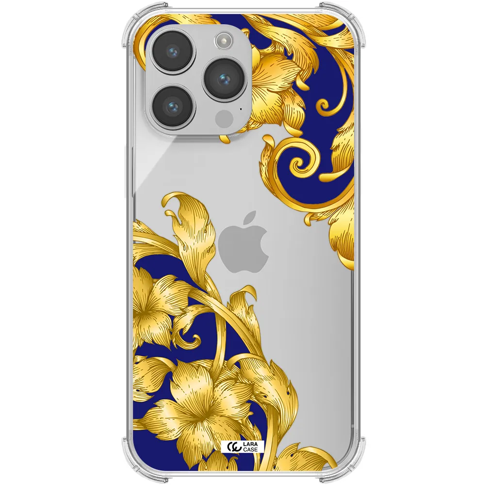 Golden Baroque Apple iPhone 14 pro Clear PC Case