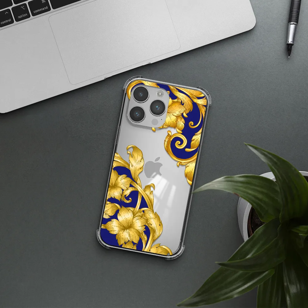 Golden Baroque Apple iPhone 14 pro Clear PC Case