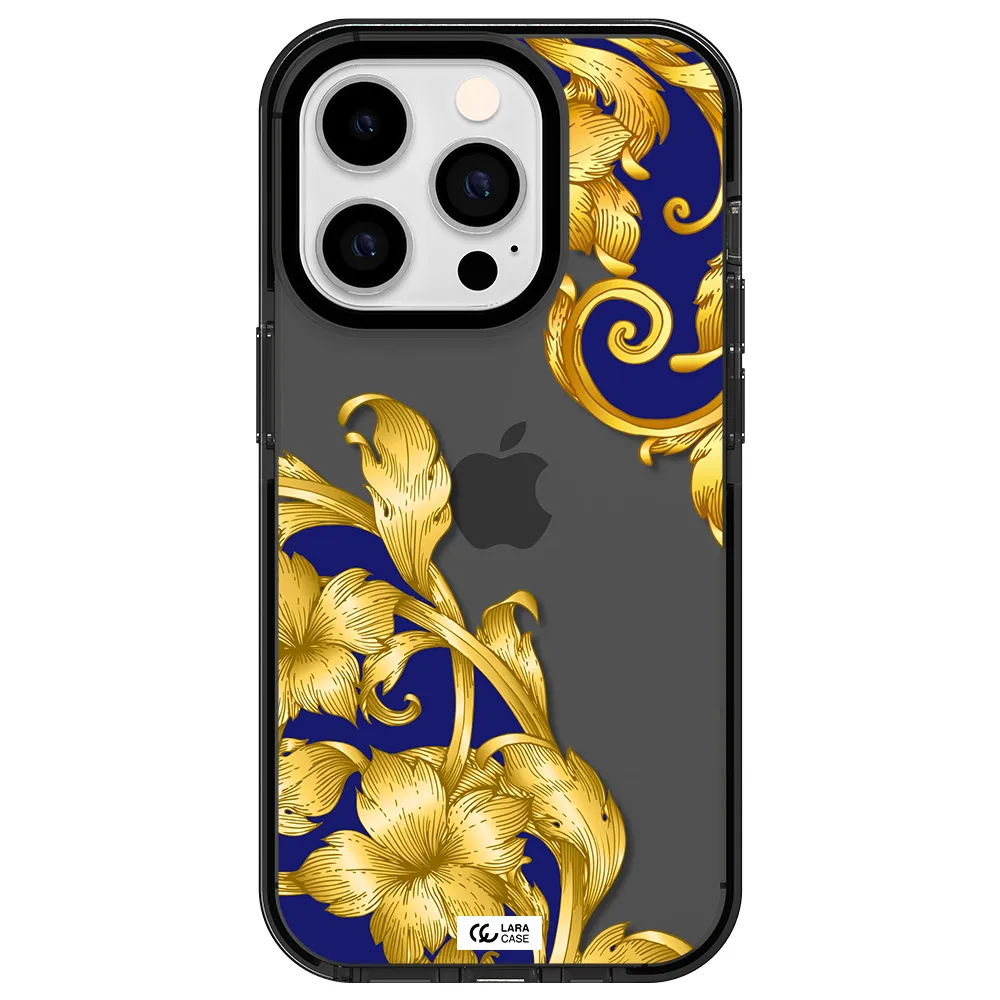 Golden Baroque Apple iPhone 14 pro impact Smoke Black Case