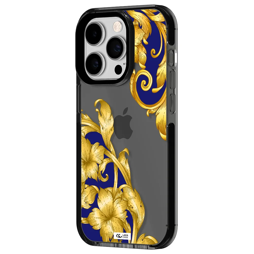 Golden Baroque Apple iPhone 14 pro impact Smoke Black Case