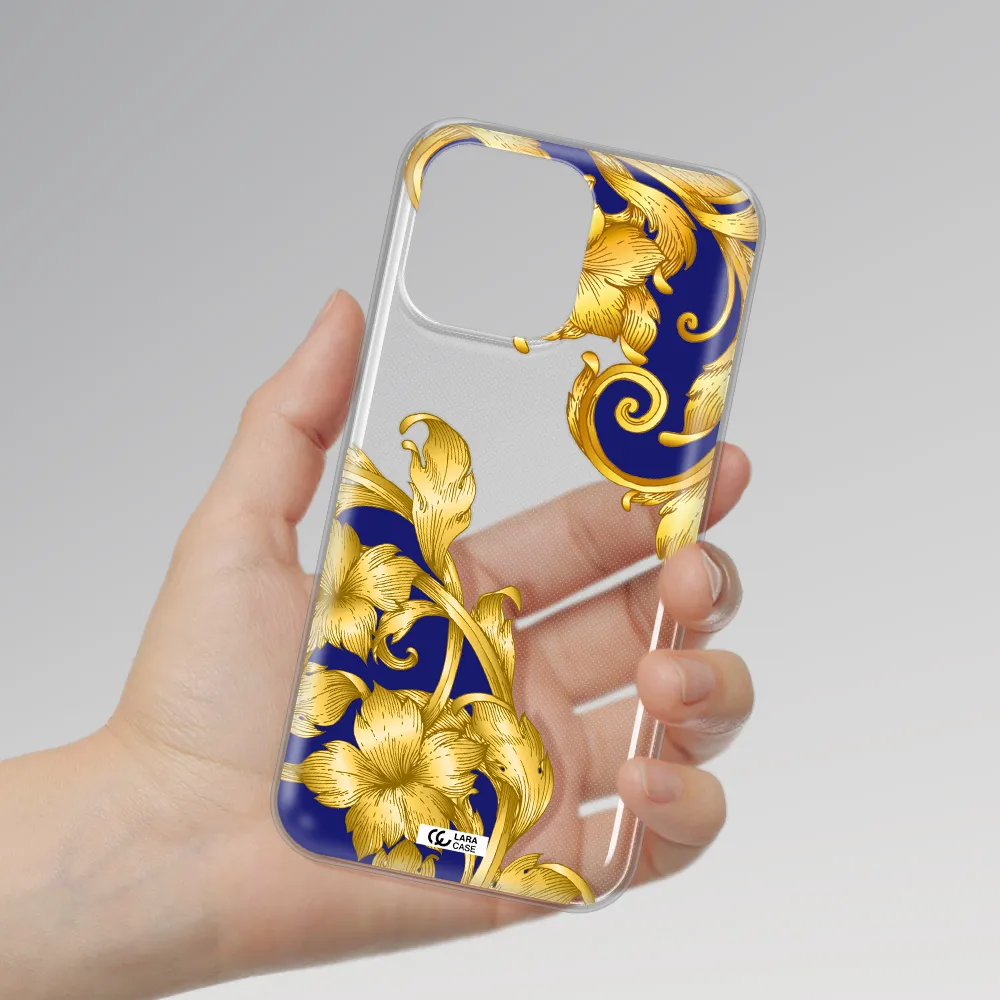 Golden Baroque Apple iPhone 14 pro max Clear TPU Case