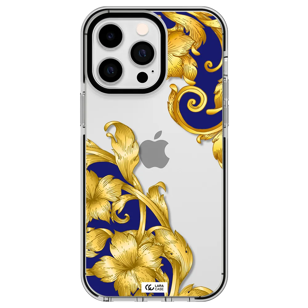 Golden Baroque Apple iPhone 14 pro max impact black border Case