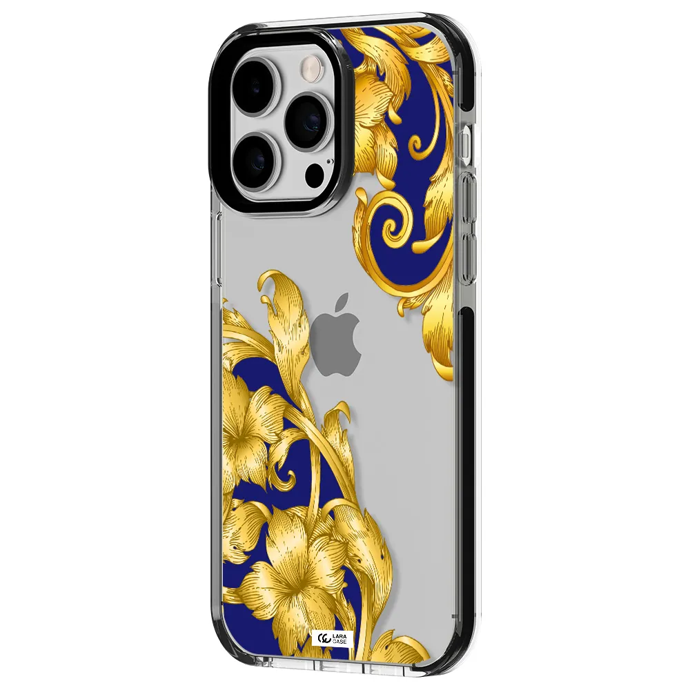 Golden Baroque Apple iPhone 14 pro max impact black border Case