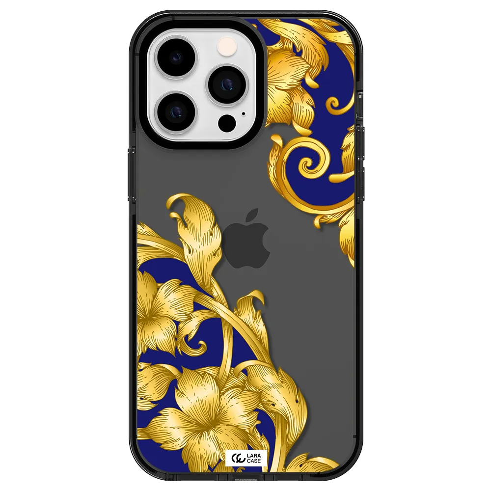 Golden Baroque Apple iPhone 14 pro max impact Smoke Black Case