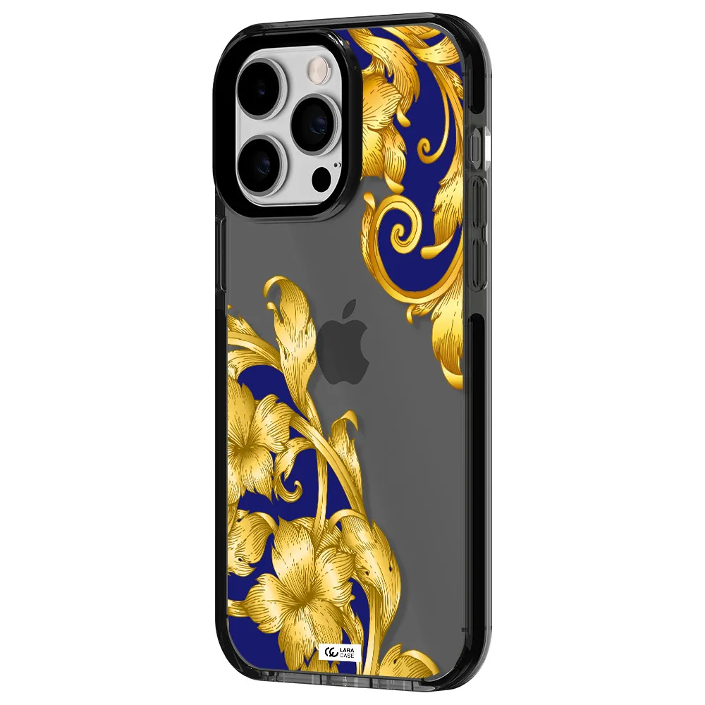 Golden Baroque Apple iPhone 14 pro max impact Smoke Black Case