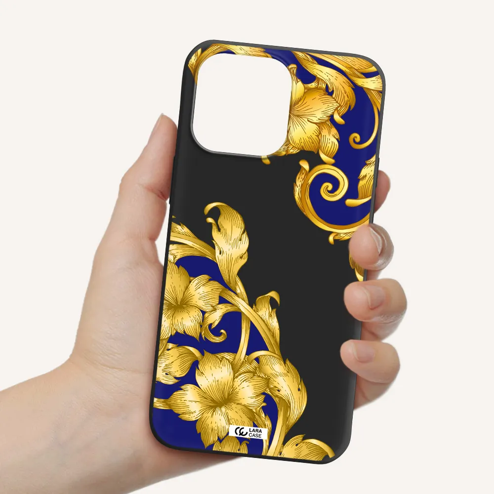 Golden Baroque Apple iPhone 14 pro Silicone black Case