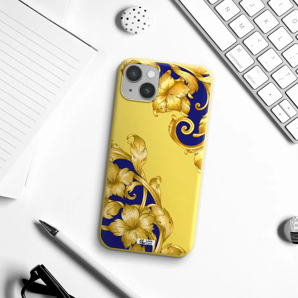 Golden Baroque Apple iPhone 14 Silicone canary yellow Case