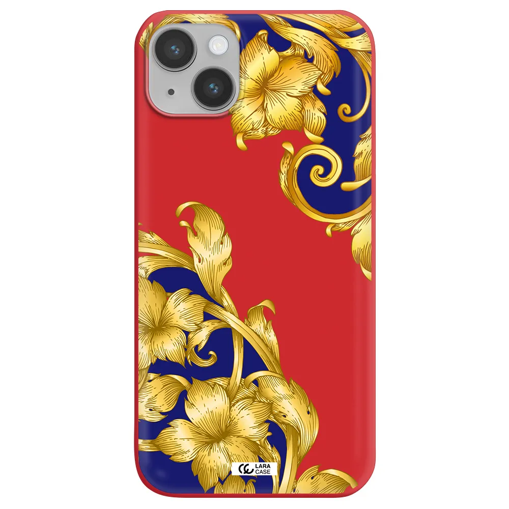 Golden Baroque Apple iPhone 14 Silicone Imperial Red Case