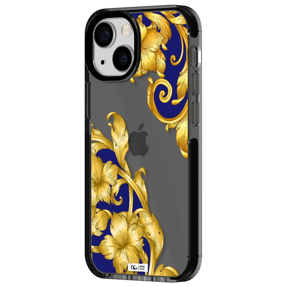 Golden Baroque Apple iPhone 15 impact Smoke Black Case