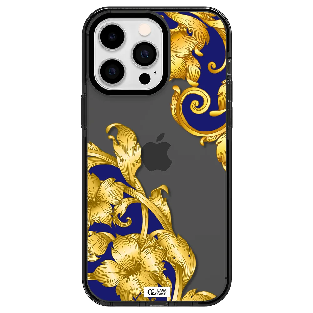 Golden Baroque Apple iPhone 15 Pro Max impact Smoke Black Case