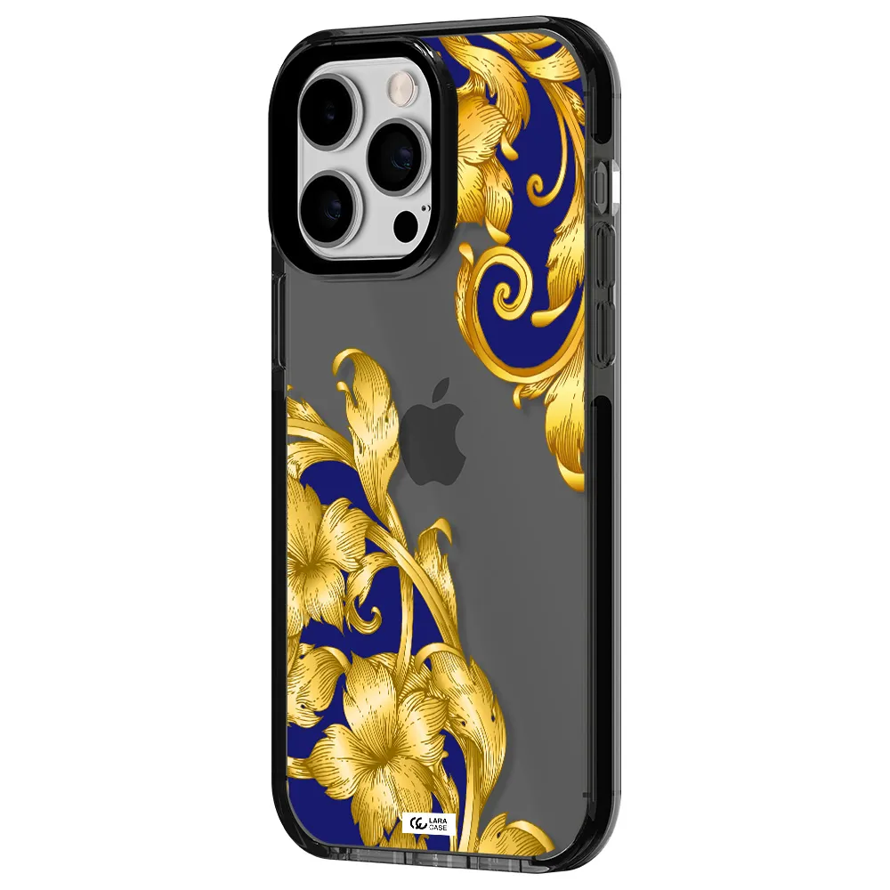 Golden Baroque Apple iPhone 15 Pro Max impact Smoke Black Case