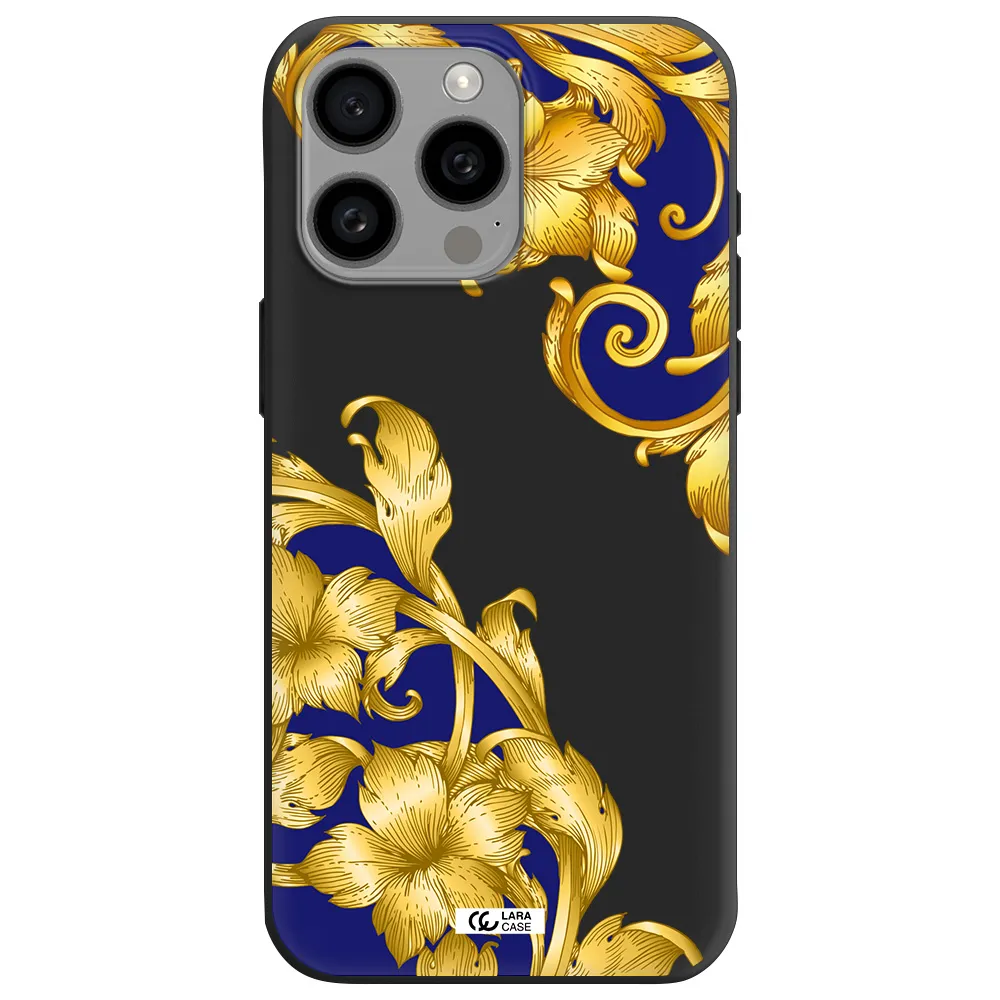 Golden Baroque Apple Iphone 15 Pro max Silicone black Case
