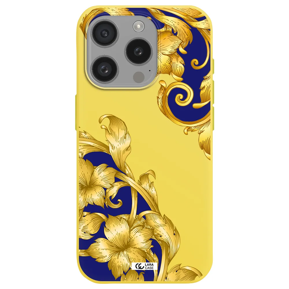 Golden Baroque Apple Iphone 15 Pro Silicone Canary Yellow Case