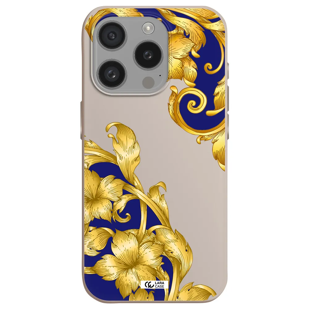 Golden Baroque Apple Iphone 15 Pro Silicone Stone Case