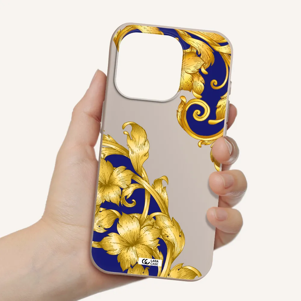 Golden Baroque Apple Iphone 15 Pro Silicone Stone Case