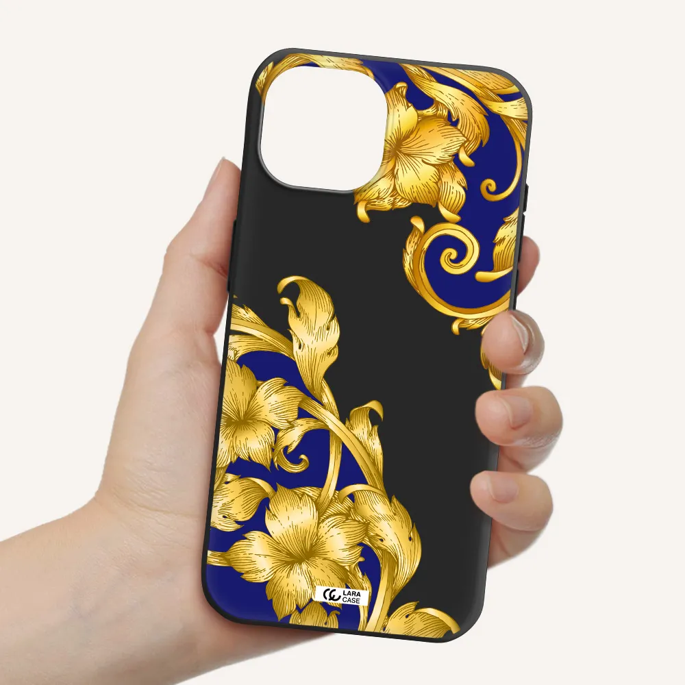 Golden Baroque Apple iPhone 15 Silicone black Case