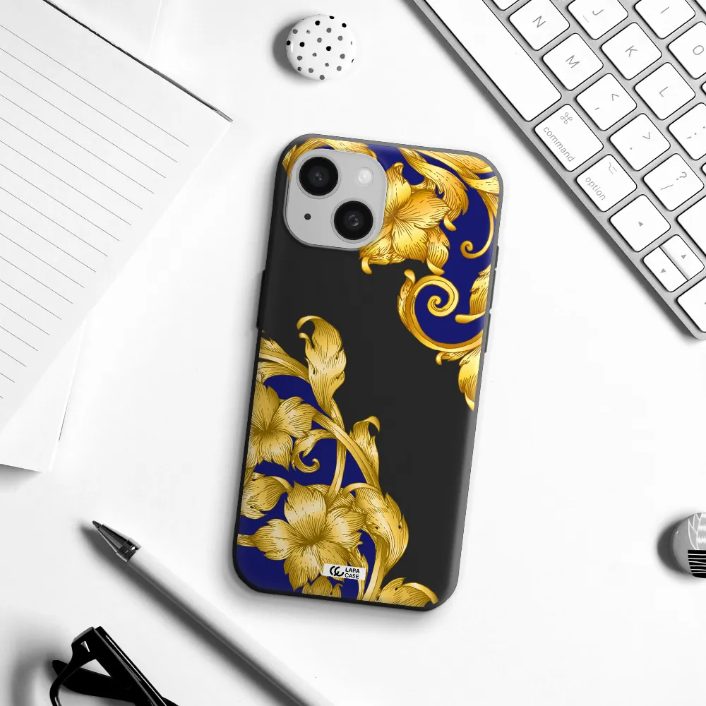 Golden Baroque Apple iPhone 15 Silicone black Case