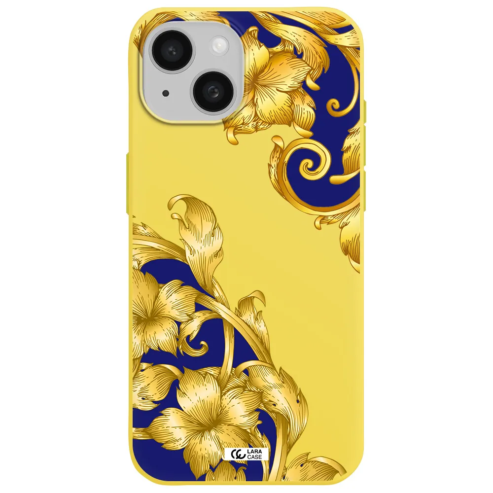 Golden Baroque Apple iPhone 15 Silicone canary yellow Case
