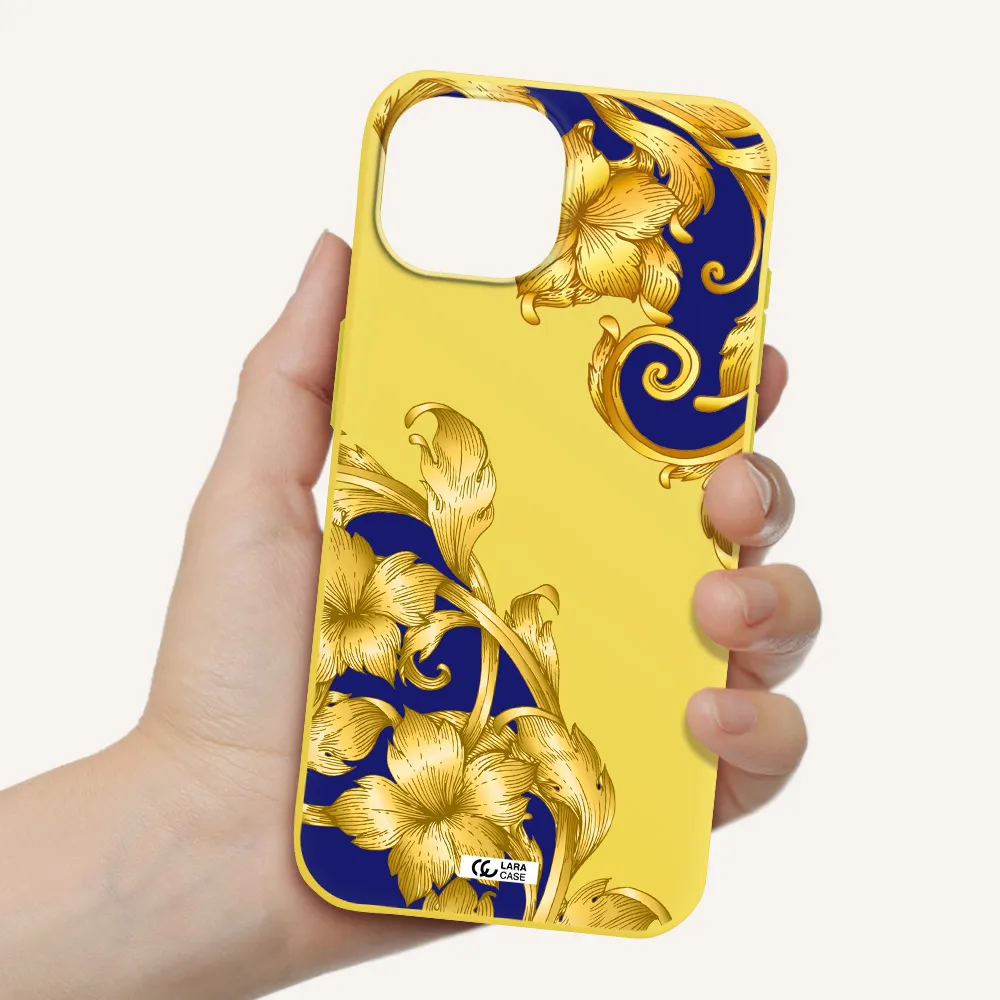 Golden Baroque Apple iPhone 15 Silicone canary yellow Case