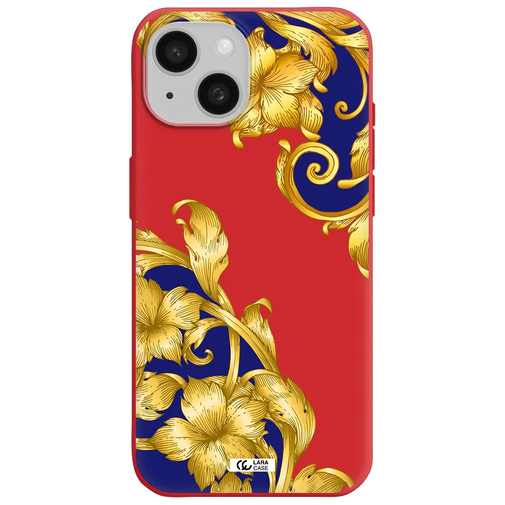 Golden Baroque Apple Iphone 15 Silicone Imperial Red Case
