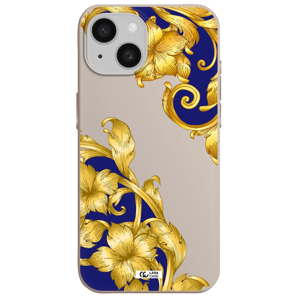 Golden Baroque Apple iPhone 15 Silicone Stone Case