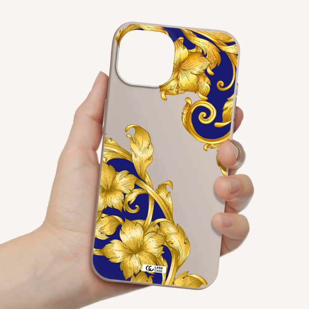 Golden Baroque Apple iPhone 15 Silicone Stone Case