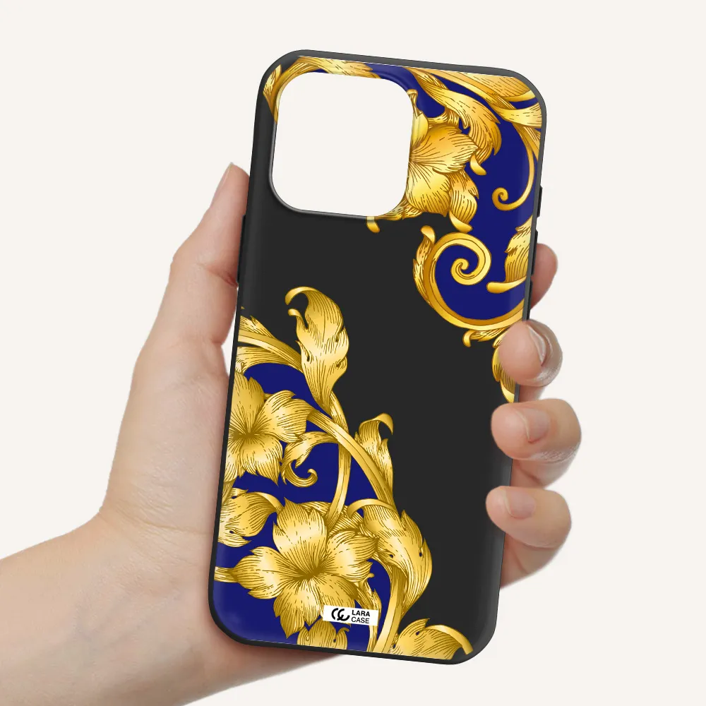 Golden Baroque Apple Iphone 16 Pro Max Silicone Black Case
