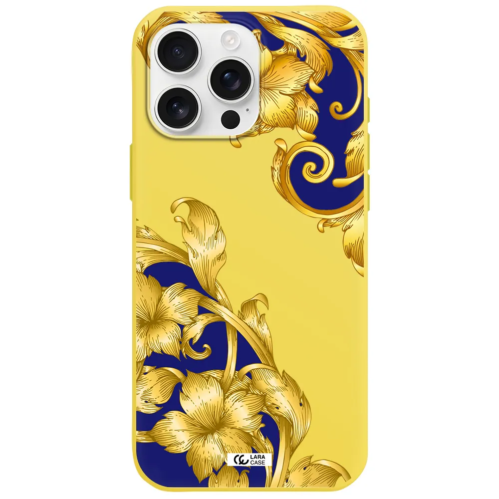 Golden Baroque Apple Iphone 16 Pro Max Silicone Canary Yellow Case