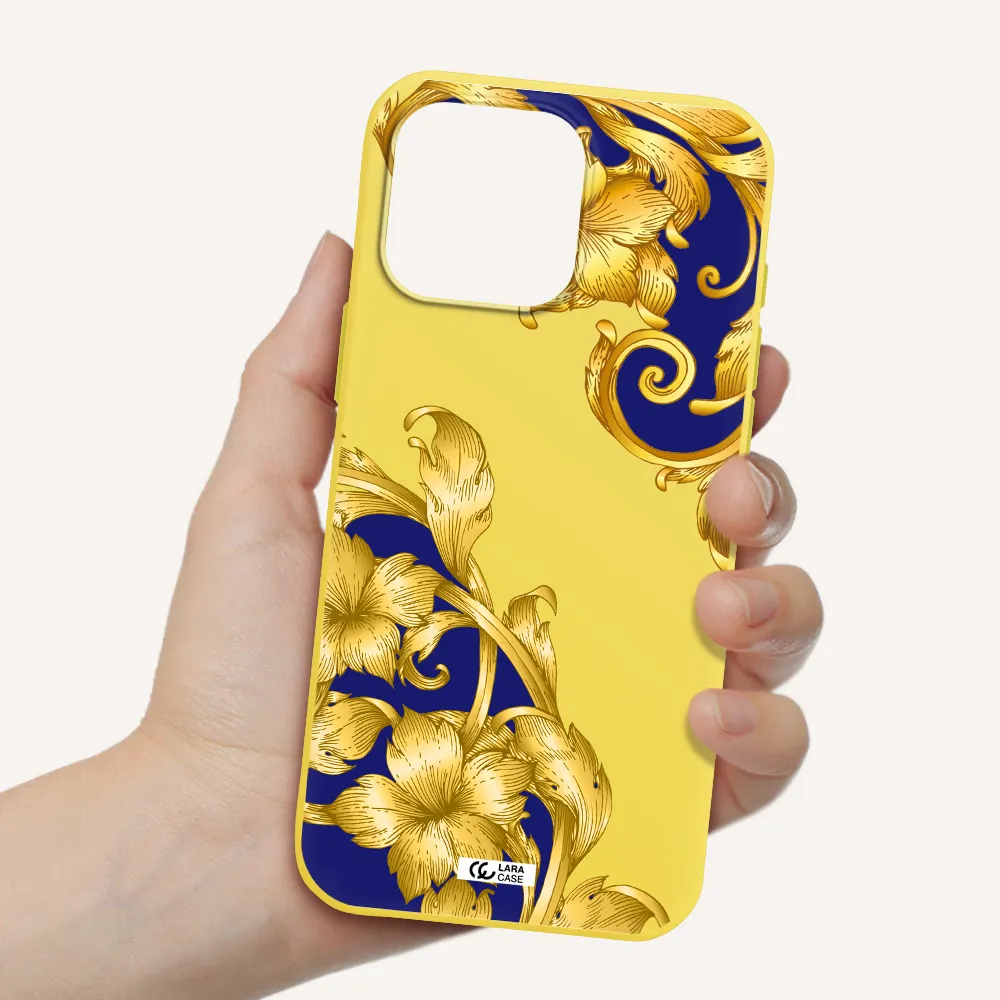 Golden Baroque Apple Iphone 16 Pro Max Silicone Canary Yellow Case