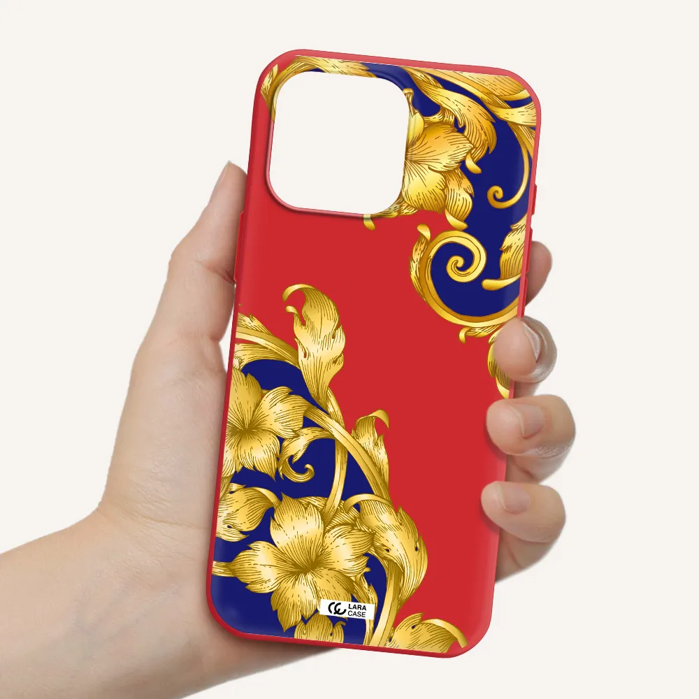 Golden Baroque Apple Iphone 16 Pro Max Silicone Imperial Red Case