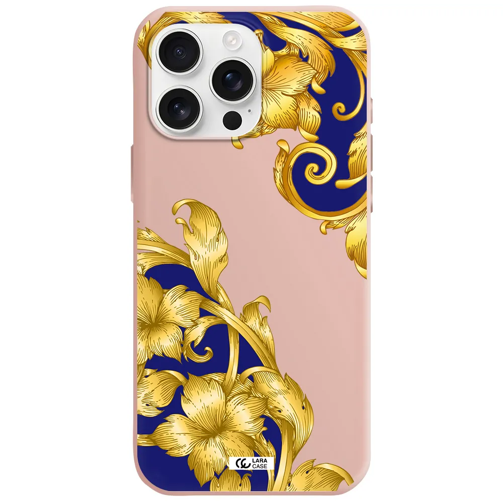 Golden Baroque Apple Iphone 16 Pro Max Silicone Pastel Pink Case