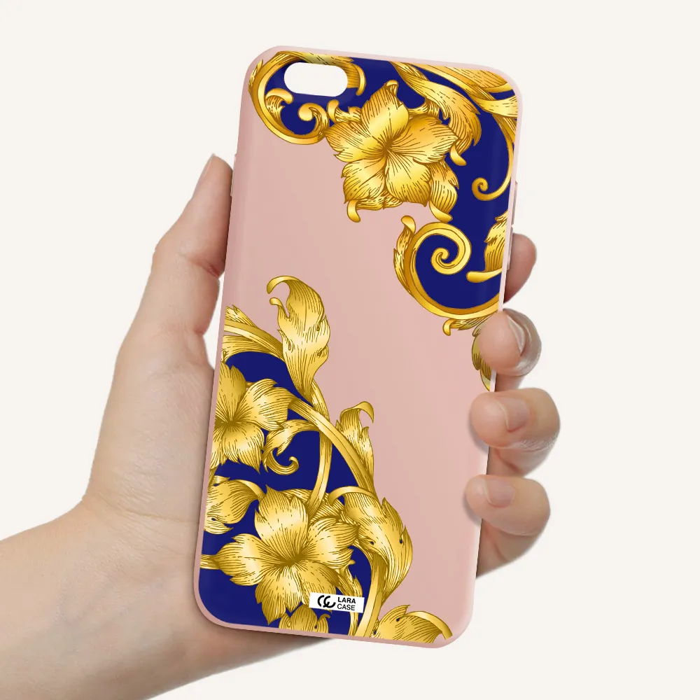 Golden Baroque Apple iPhone 6 plus Silicone pastel pink Case