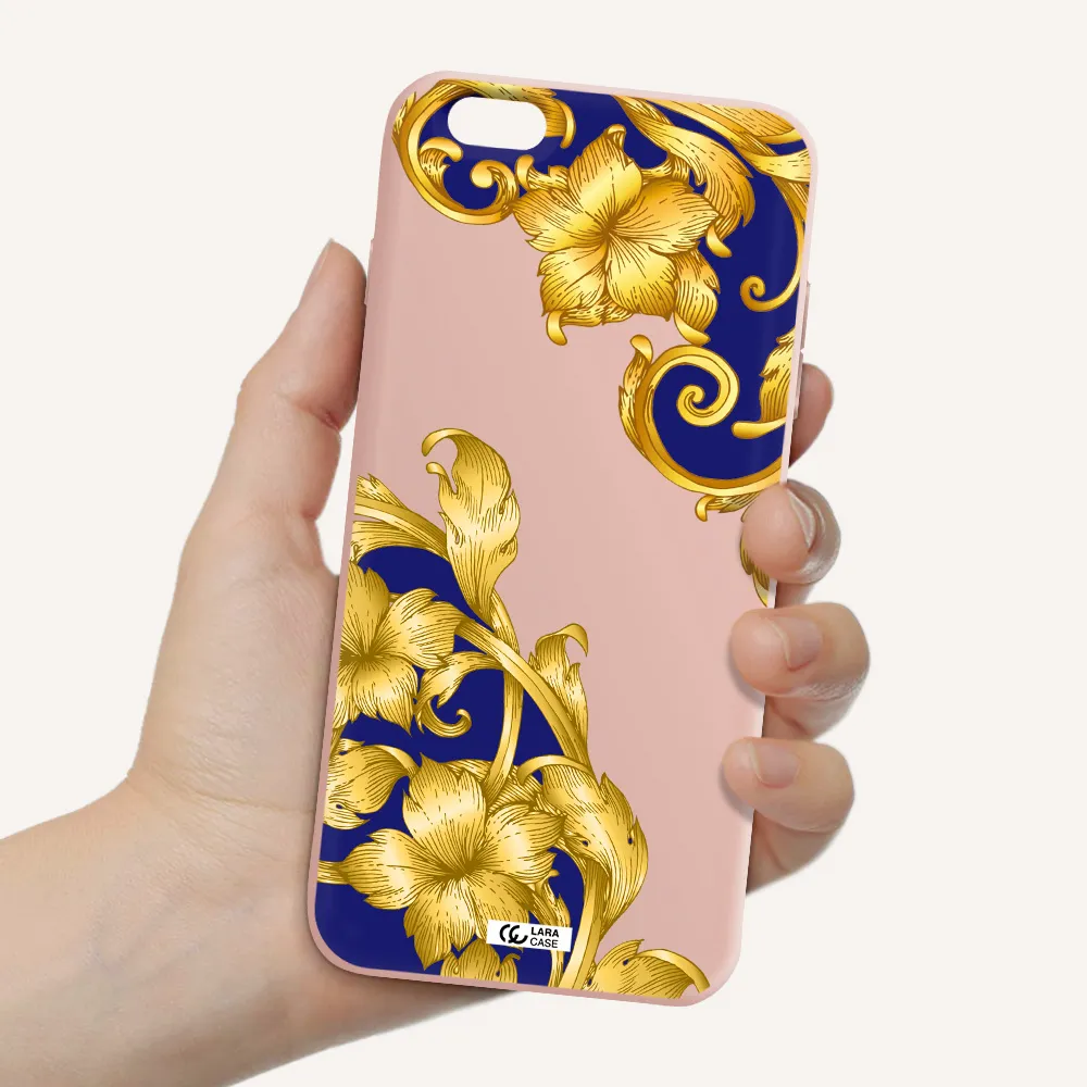 Golden Baroque Apple iPhone 6 s plus Silicone pastel pink Case