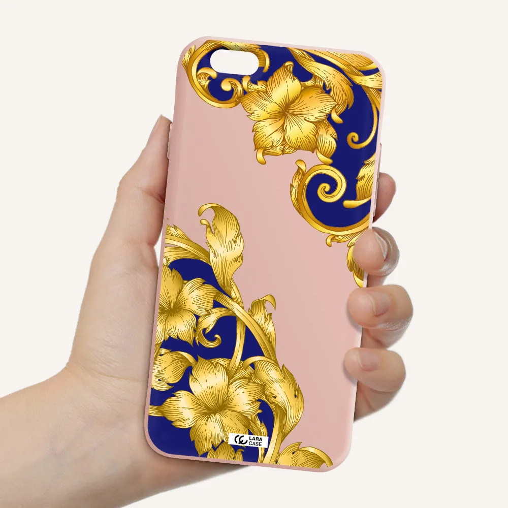 Golden Baroque Apple iPhone 6 Silicone pastel pink Case