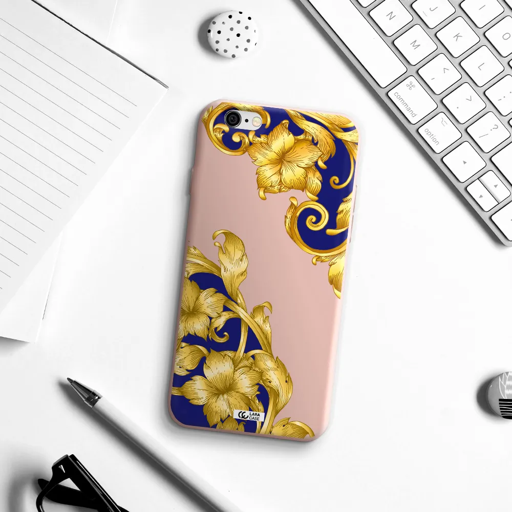 Golden Baroque Apple iPhone 6 Silicone pastel pink Case