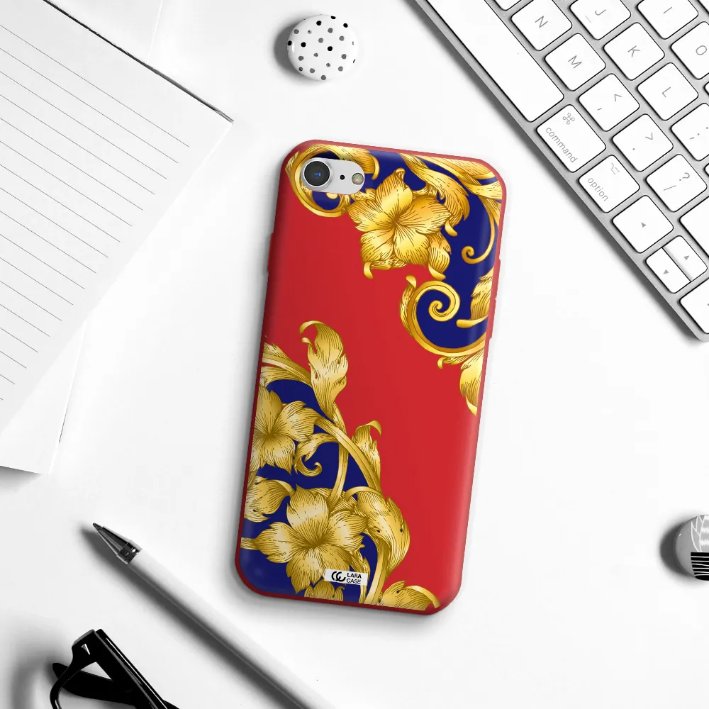 Golden Baroque Apple iPhone 7 Silicone Imperial Red Case