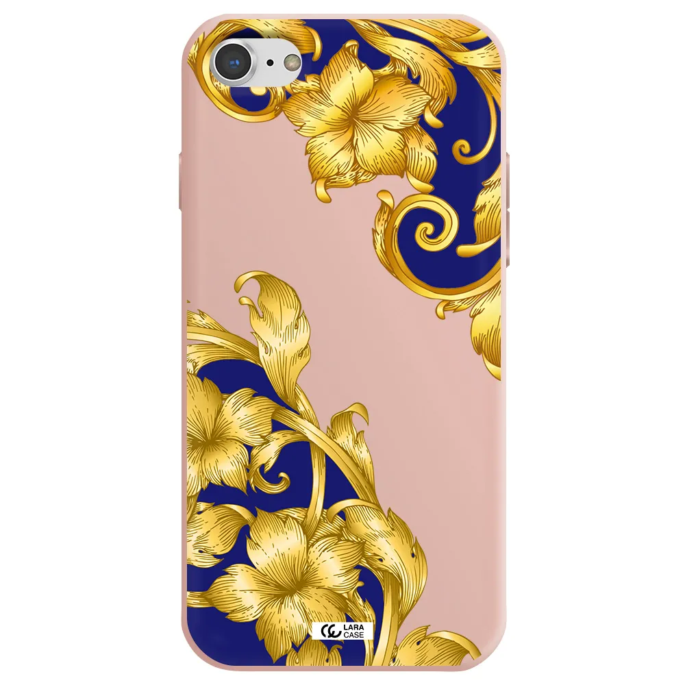 Golden Baroque Apple iPhone 7 Silicone pastel pink Case