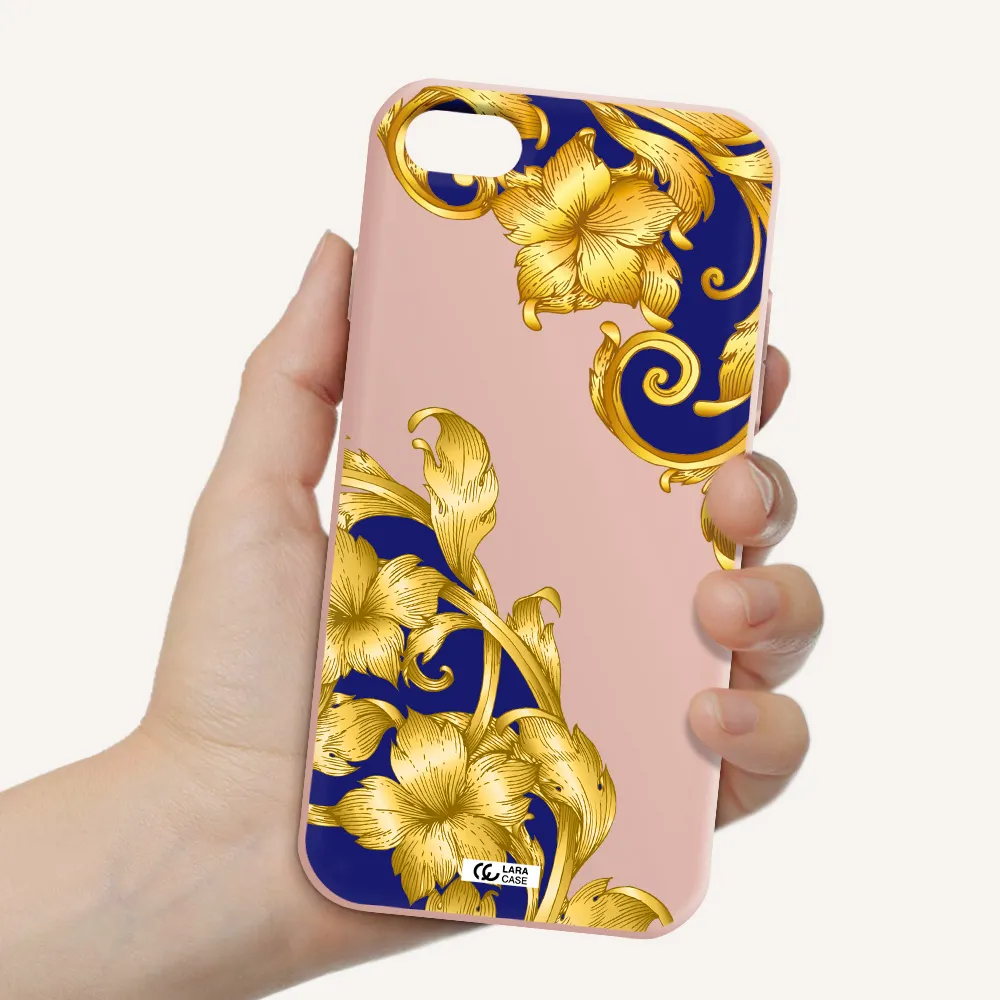 Golden Baroque Apple iPhone 7 Silicone pastel pink Case