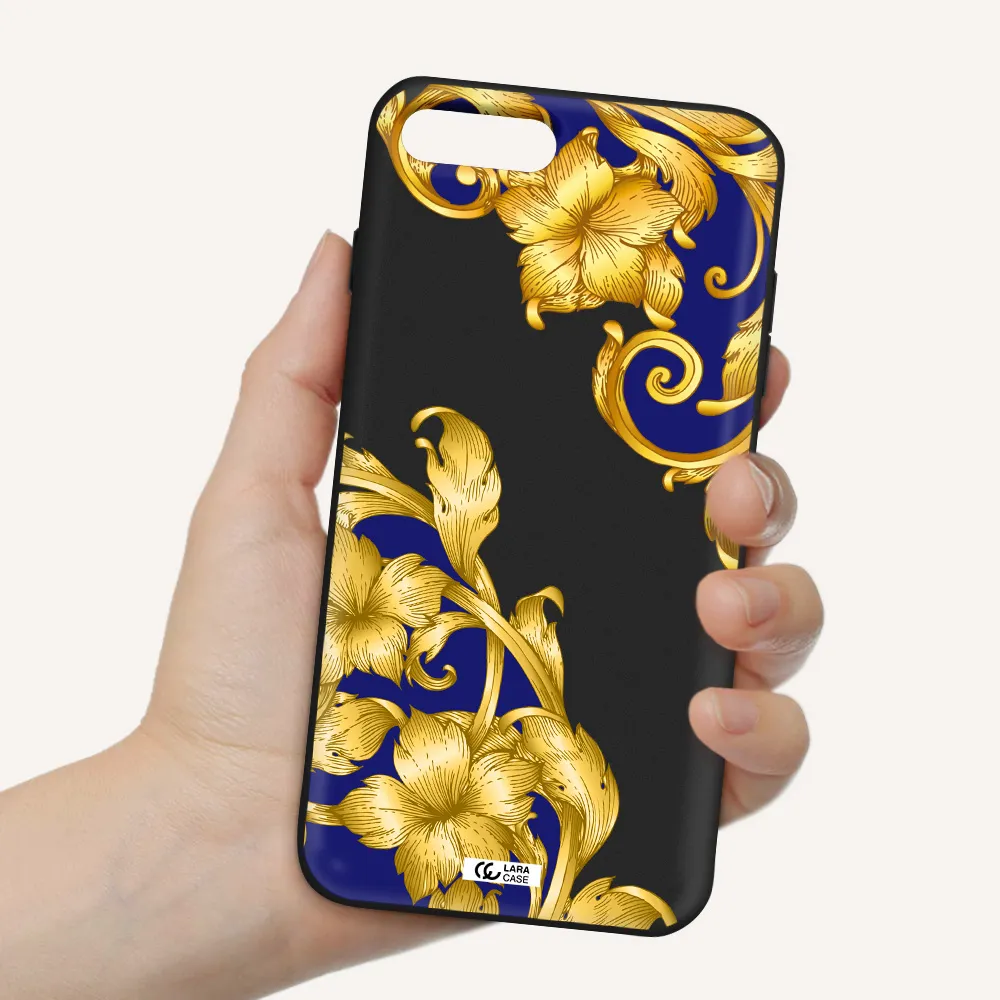 Golden Baroque Apple iPhone 8 plus Silicone black Case