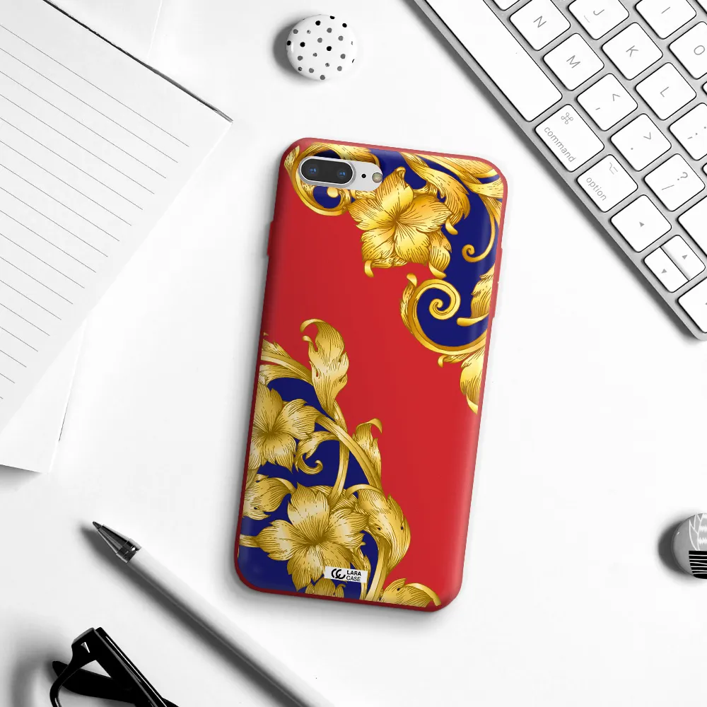 Golden Baroque Apple iPhone 8 plus Silicone Imperial Red Case