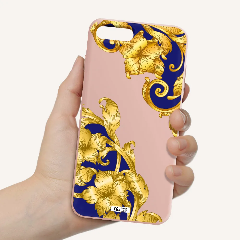Golden Baroque Apple iPhone 8 plus Silicone pastel pink Case