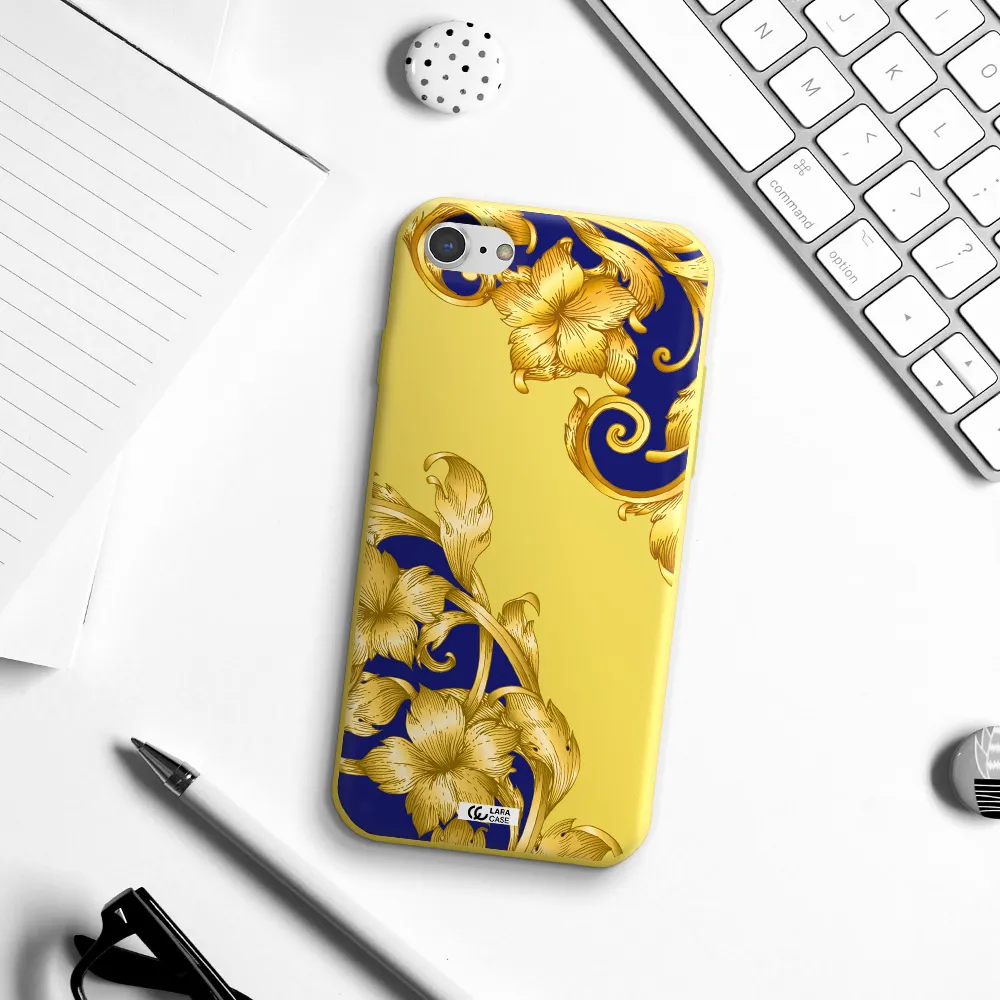 Golden Baroque Apple iPhone 8 Silicone canary yellow Case