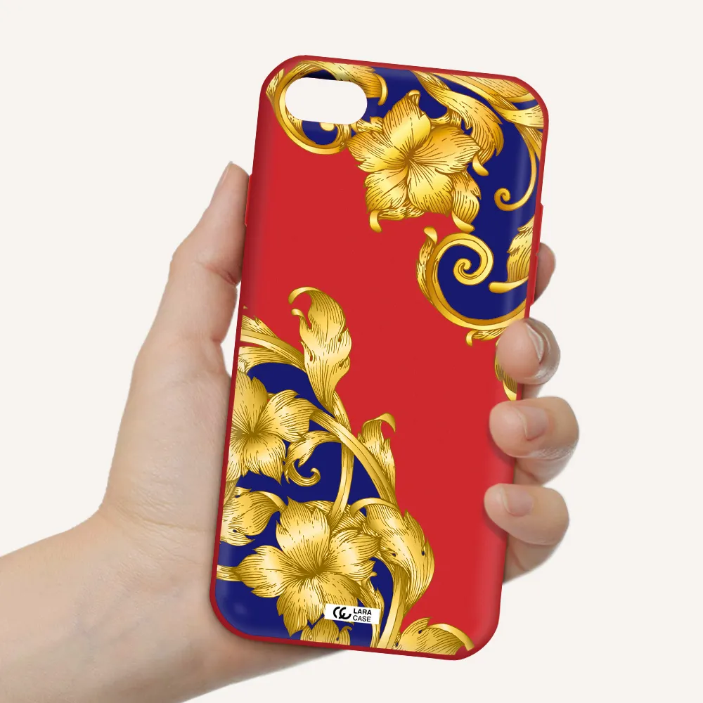 Golden Baroque Apple iPhone 8 Silicone Imperial Red Case