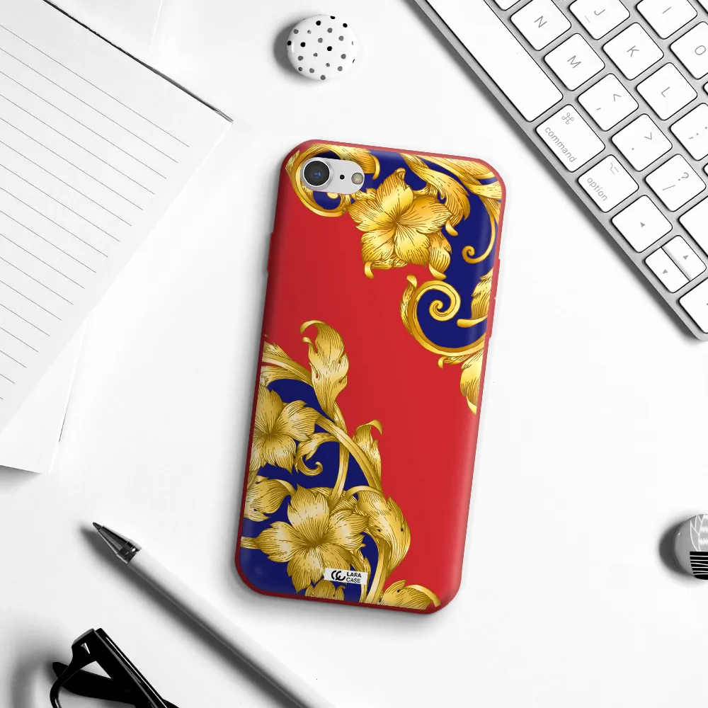 Golden Baroque Apple iPhone 8 Silicone Imperial Red Case