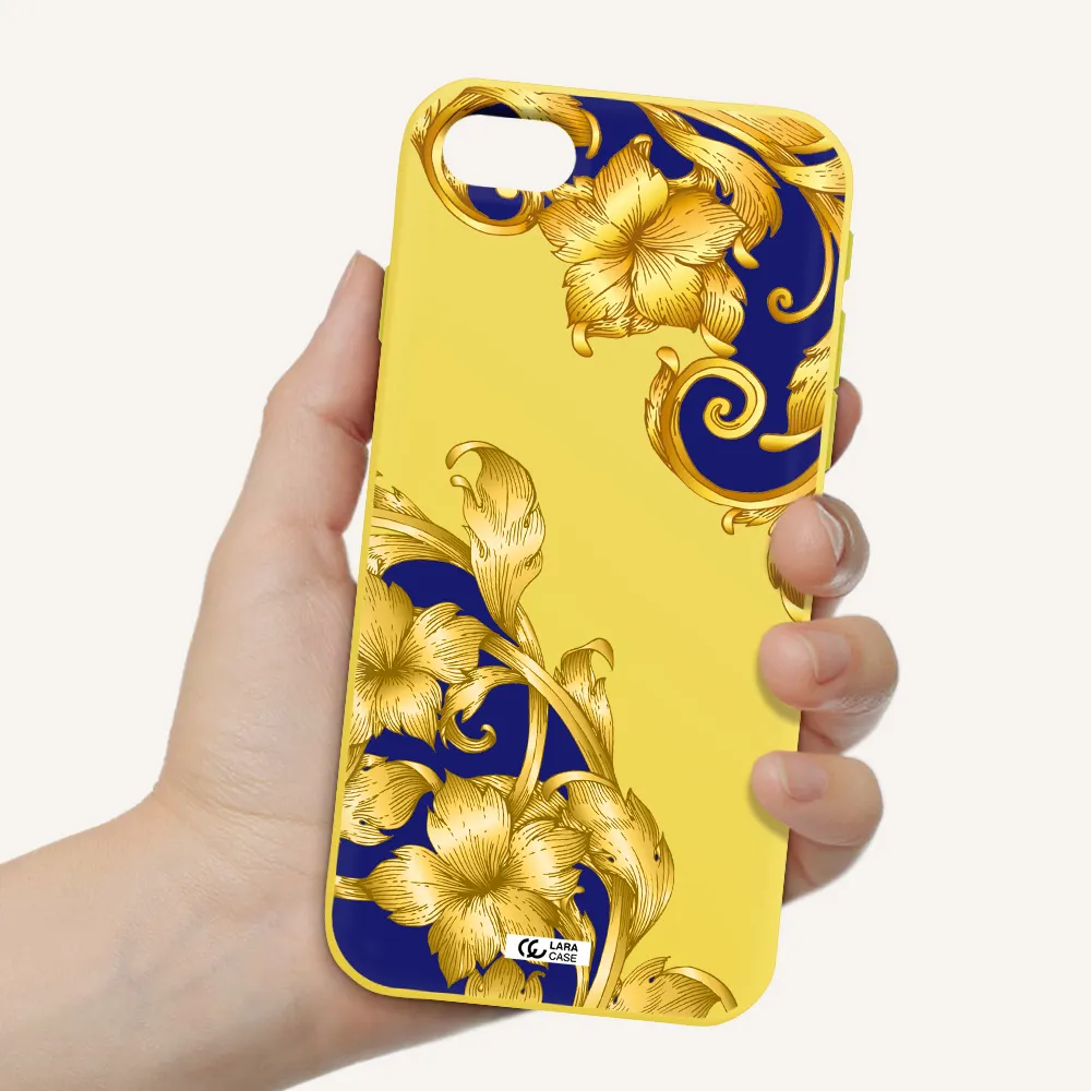Golden Baroque Apple iPhone se 2020 Silicone canary yellow Case