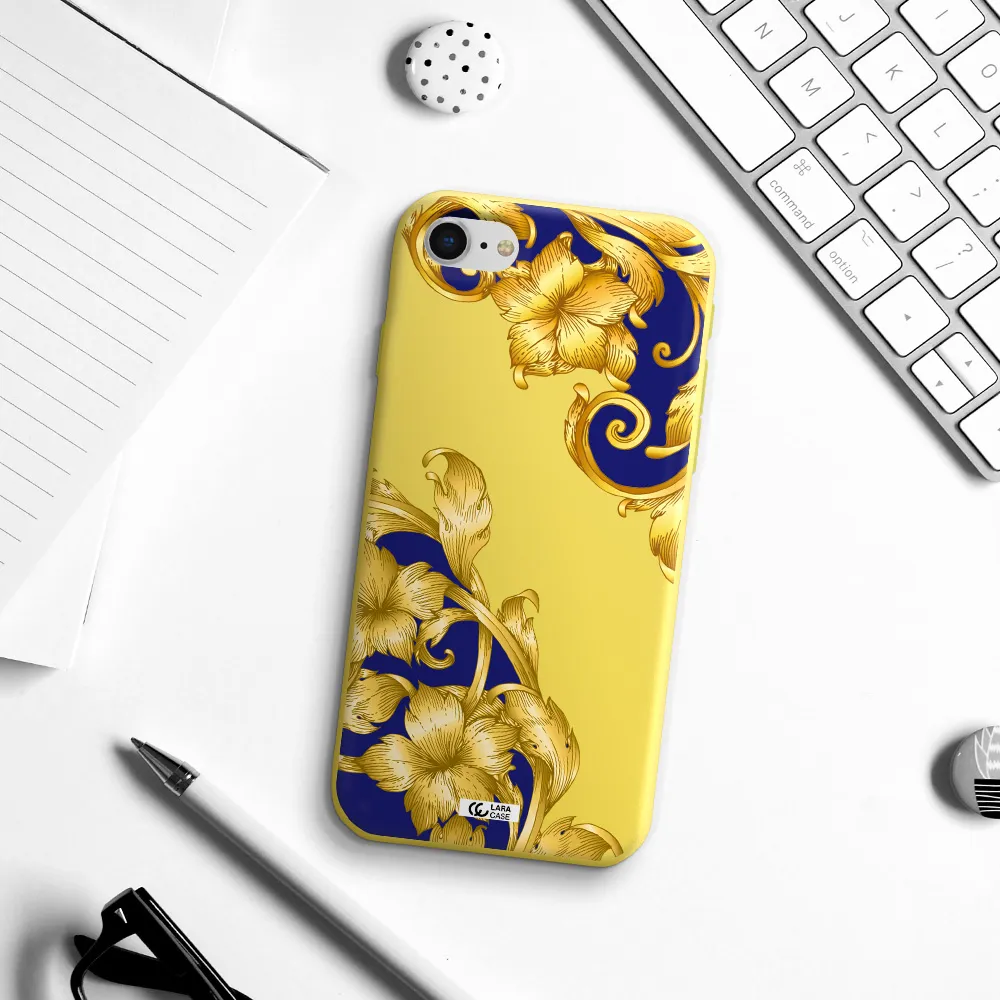 Golden Baroque Apple iPhone se 2020 Silicone canary yellow Case