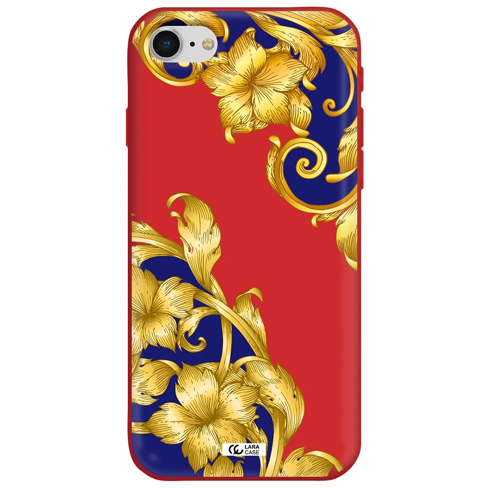 Golden Baroque Apple iPhone se 2020 Silicone Imperial Red Case
