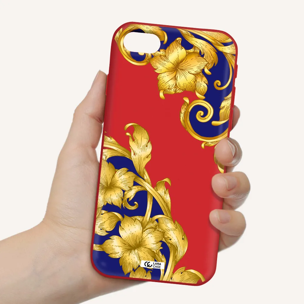 Golden Baroque Apple iPhone se 2020 Silicone Imperial Red Case