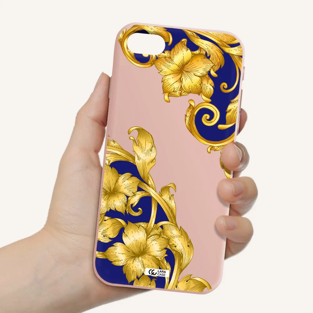 Golden Baroque Apple iPhone se 2020 Silicone pastel pink Case
