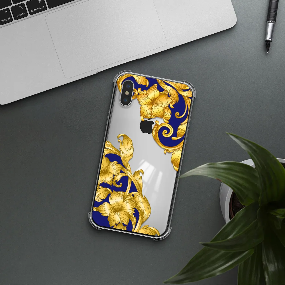 Golden Baroque Apple iPhone X Clear PC Case